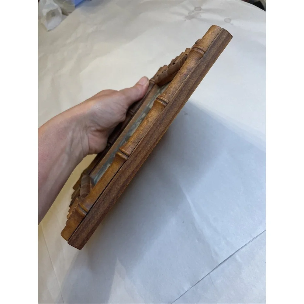 Nice Wooden Bamboo Covered Picture Frame 6‎ x 4 | Self Standing | Asian Style